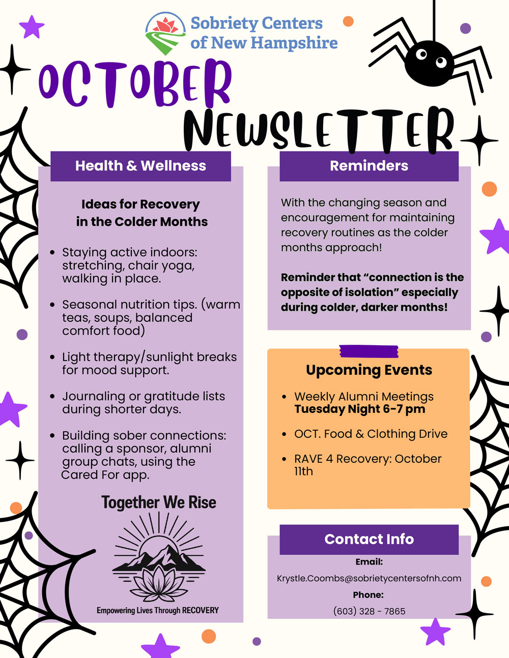 Recovery Mountain and Sobriety Centers of New Hampshire October 2025 Alumni Newsletter