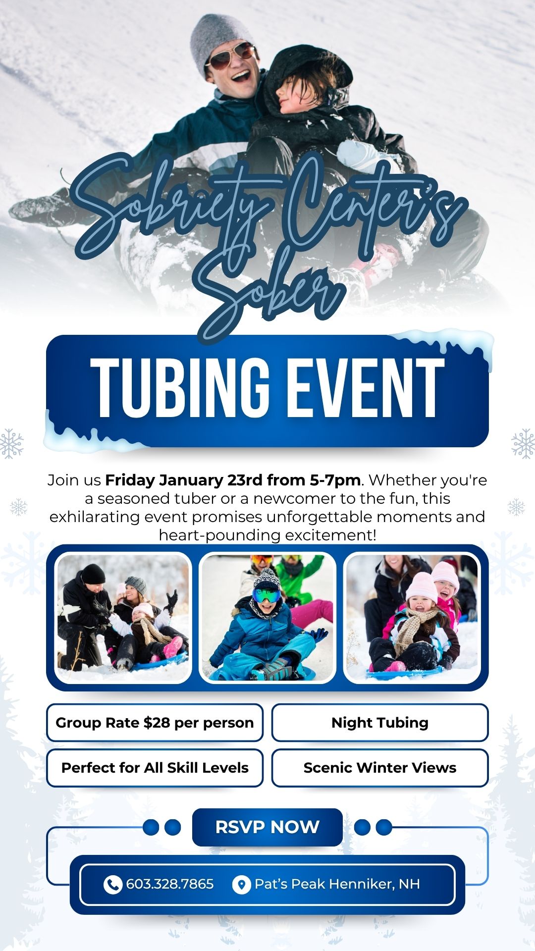 Sober Tubing Event Pat's Peak 1.23.26 5 to 7 Sober Tubing Event January 2026